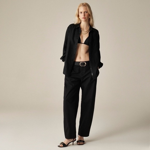 NWT!! J. CREW Garçon Classic Shirt Baird McNutt Irish Linen Solid Black Size 0 - Picture 5 of 15